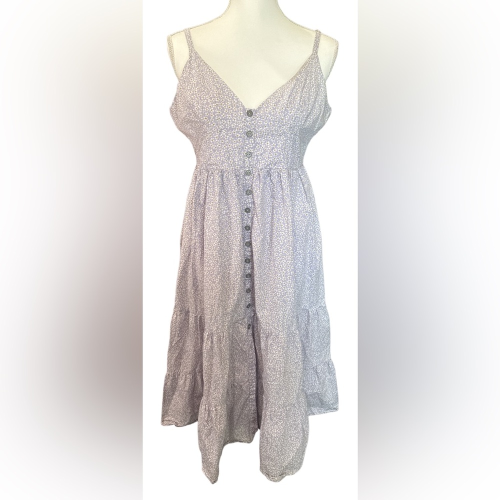 Lavender Floral Button-Down Dress